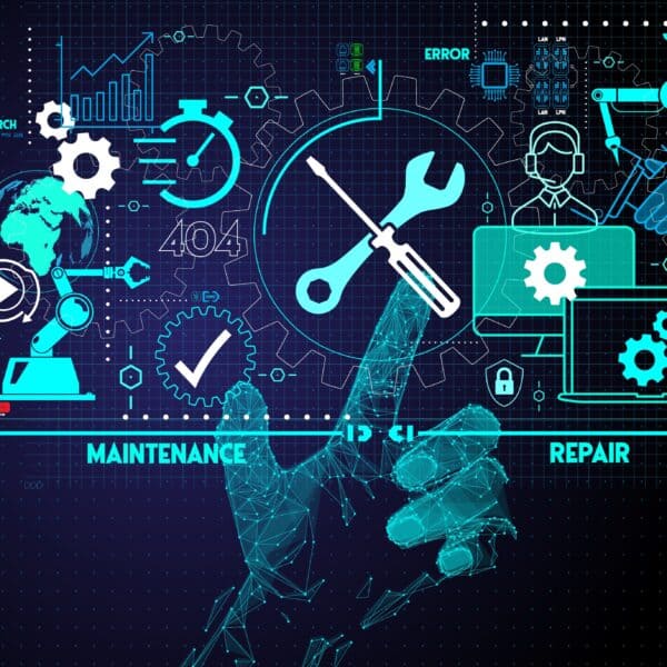 Low polygon hand touching Maintenance and repair about assistance and servicing of equipments.